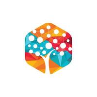 digitale albero logo design. tecnologia, natura, senza fili, Internet, Rete vettore logo modello.