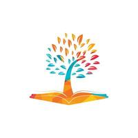 albero con libro formazione scolastica logo modello. vettore