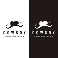 semplice silhouette cowboy cappello logo modello design isolato su nero e bianca sfondo. vettore