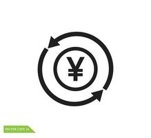i soldi yen moneta icona vettore logo design modello