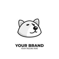 animale bianca polare cane orso testa logo icona nel carino schema cartone animato stile vettore