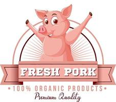 logo del personaggio dei cartoni animati di maiale per prodotti a base di carne di maiale vettore