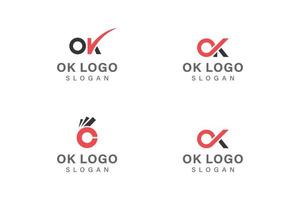 ok logo design vettore collezione