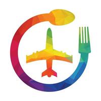 pista di decollo cibo logo concetto design. cibo aereo logo design modello. vettore