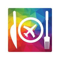 pista di decollo cibo logo concetto design. cibo aereo logo design modello. vettore