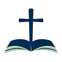 Bibbia attraversare logo concetto design. cristina Chiesa attraversare logo. vettore