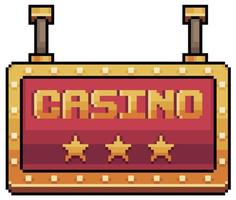 pixel arte casinò tavola. neon cartello vettore icona per 8 bit gioco su bianca sfondo