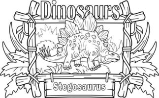 colorazione libro dinosauro stegosauro vettore