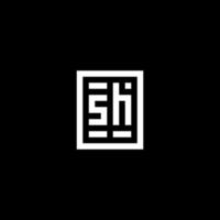 sh iniziale logo con piazza rettangolare forma stile vettore