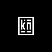 kn iniziale logo con piazza rettangolare forma stile vettore