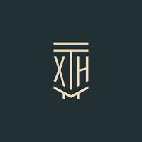 xh iniziale monogramma con semplice linea arte pilastro logo disegni vettore