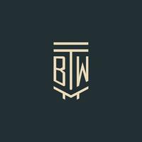 bw iniziale monogramma con semplice linea arte pilastro logo disegni vettore