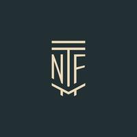 nf iniziale monogramma con semplice linea arte pilastro logo disegni vettore