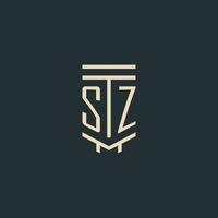 sz iniziale monogramma con semplice linea arte pilastro logo disegni vettore