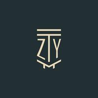 zy iniziale monogramma con semplice linea arte pilastro logo disegni vettore