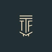 tf iniziale monogramma con semplice linea arte pilastro logo disegni vettore