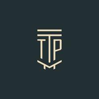 tp iniziale monogramma con semplice linea arte pilastro logo disegni vettore