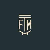 fm iniziale monogramma con semplice linea arte pilastro logo disegni vettore