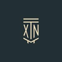 xn iniziale monogramma con semplice linea arte pilastro logo disegni vettore