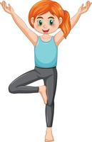 un' ragazza fare yoga cartone animato personaggio