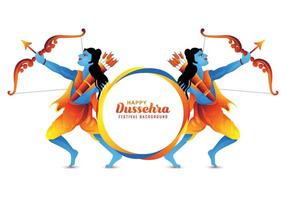 signore rama uccisione ravana nel contento Dussehra Festival vacanza carta sfondo vettore