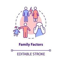 famiglia fattori concetto icona. casa ambiente. problema nel pubblico scuole astratto idea magro linea illustrazione. isolato schema disegno. modificabile ictus. vettore