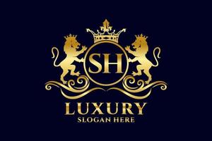 iniziale sh lettera Leone reale lusso logo modello nel vettore arte per lussuoso il branding progetti e altro vettore illustrazione.