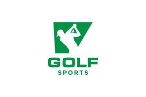 alfabeto lettera icona logo v per golf logo design vettore modello, vettore etichetta di golf, logo di golf campionato, illustrazione, creativo icona, design concetto