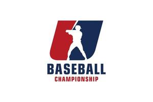 lettera u con logo da baseball. elementi del modello di progettazione vettoriale per la squadra sportiva o l'identità aziendale.