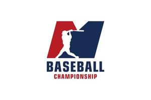 lettera m con logo da baseball. elementi del modello di progettazione vettoriale per la squadra sportiva o l'identità aziendale.