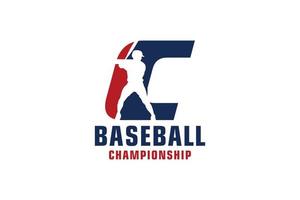 lettera c con logo da baseball. elementi del modello di progettazione vettoriale per la squadra sportiva o l'identità aziendale.