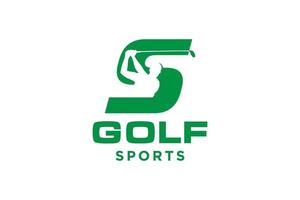 alfabeto lettera icona logo s per golf logo design modello vettoriale, etichetta vettoriale del golf, logo del campionato di golf, illustrazione, icona creativa, concetto di design