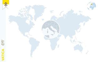 blu mondo carta geografica con ingrandimento su Vaticano città. vettore