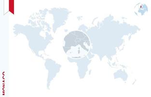 blu mondo carta geografica con ingrandimento su monaco. vettore