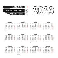 calendario 2023 nel italiano linguaggio, settimana inizia su lunedì. vettore