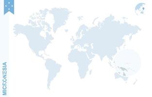 blu mondo carta geografica con ingrandimento su micronesia. vettore