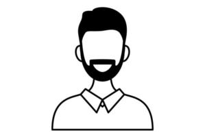 uomo avatar isolato linea icona su un' bianca sfondo. profilo immagine icona. avatar di un' sorridente giovane uomo. vettore illustrazione. alla moda maschio carattere.