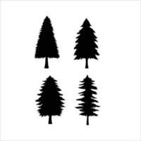 pino albero silhouette vettore illustrazione. Natale albero cartello e simbolo.