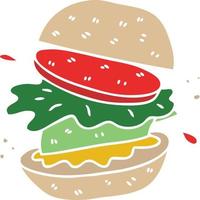hamburger vegetariano del fumetto disegnato a mano eccentrico vettore