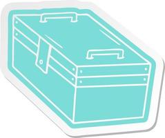 cartone animato etichetta di un' metallo attrezzo scatola vettore