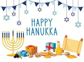 contento Hanukkah, ebraico Festival di luci sfondo per saluto carta, invito, bandiera vettore