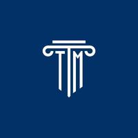 tm iniziale logo monogramma con semplice pilastro icona vettore