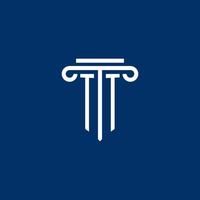 tt iniziale logo monogramma con semplice pilastro icona vettore