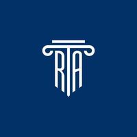 RA iniziale logo monogramma con semplice pilastro icona vettore