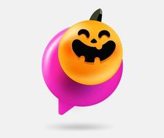 discorso nube con Halloween zucca emoji. 3d vettore isolato illustrazione