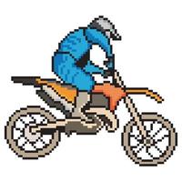 motocross motocicletta ciclista con pixel arte. vettore illustrazione.