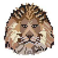 pixel arte con Leone testa su bianca sfondo. vettore