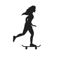 vettore nero silhouette di ragazza su skateboard