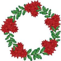 Natale ghirlanda fiore telaio vettore illustrazione con colorato poinsettia fiori.dorati il giro telaio con fiori. elementi di design di vacanza cartoline, manifesti, banner.matrimonio ornamento concetto.