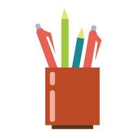 illustrazione di matita Astuccio, penne su il tavolo. modificabile ufficio Stazionario illustrazione elemento design. anche adatto per indietro per scuola disegni. vettore